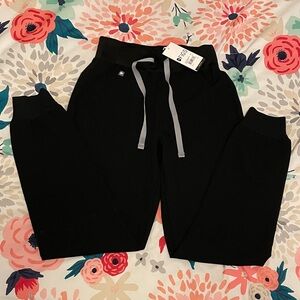 Figs Black Zamora Joggers with Gray Drawstring XXS/P